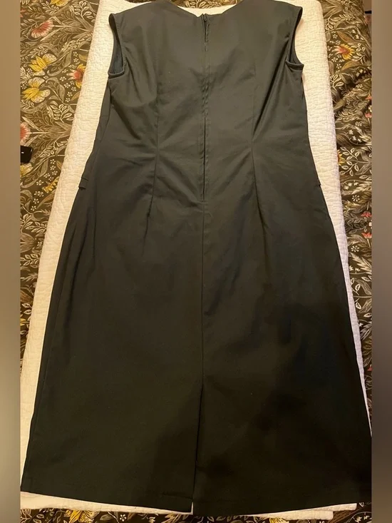 Lindy Bop dark green cotton wiggle dress UK18 US14 EUC - Picture 2 of 8